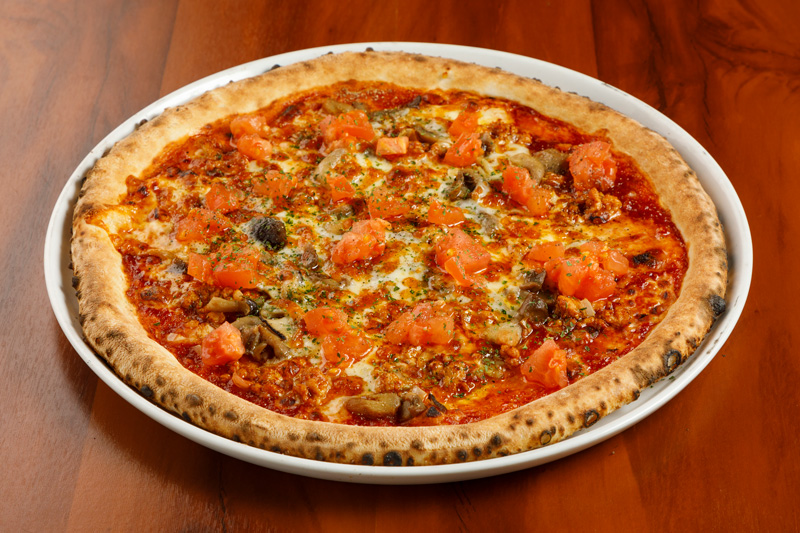 木の子と挽き肉のBBQピッツァ フレッシュトマト<span>BBQ Pizza with minced meat and Fresh tomatos</span> 木の子と挽き肉のBBQピッツァ フレッシュトマト<span>BBQ Pizza with minced meat and Fresh tomatos</span>